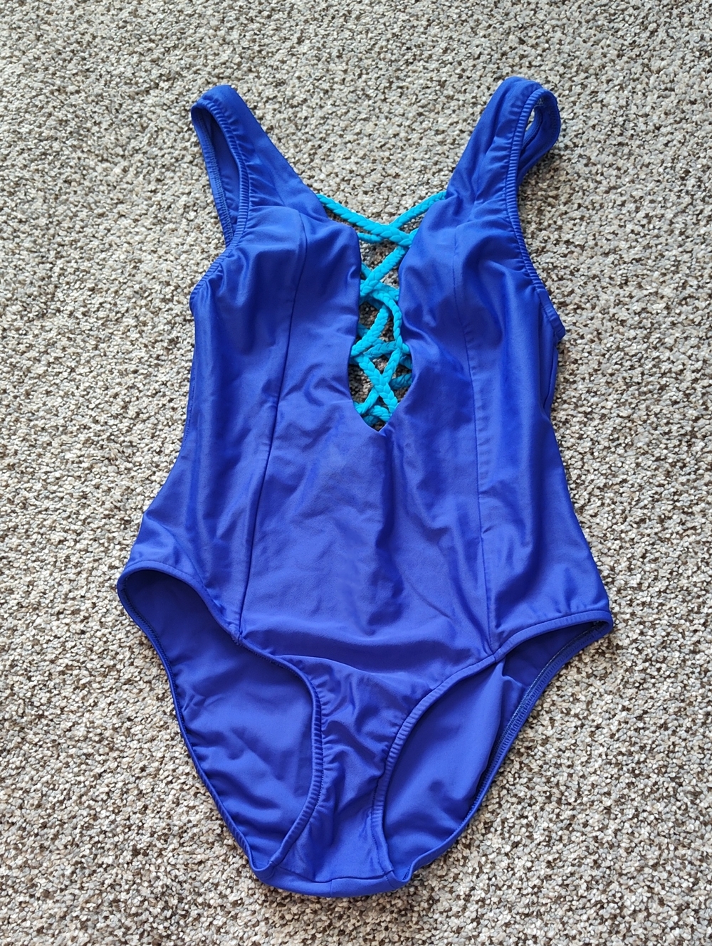 VENUS Royal Blue One-Piece Swimsuit with Teal Lace-Up Back